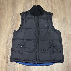 RLL Ralph Lauren Lightweight Down Puffer Vest Black Wool Collar Full Zip See pic